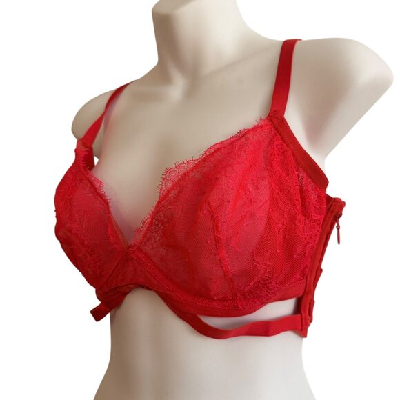 NWOT Victoria’s Secret Very Sexy Lace Strappy Bra 36DD Red Push Up Underwire - Picture 3 of 11